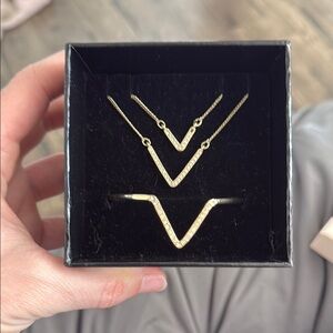 VS Gold Stack Necklace and Bracelet Set
